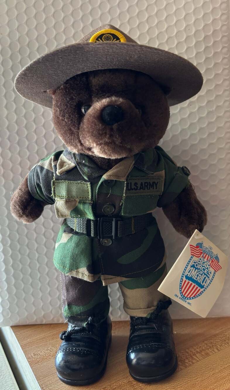 Vintage 1989 Bear Forces of America US Army Drill Sergeant Plush Teddy Bear with
